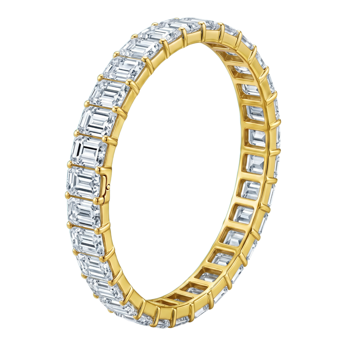 Rainbow Collection Emerald Cut Lab Grown Diamond Hinged Bangle Bracelet