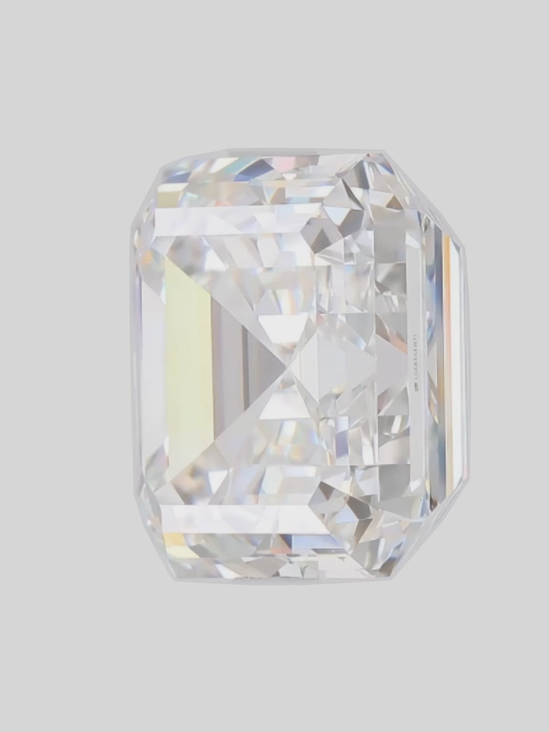 Rotating video of a colorless asscher cut lab-grown diamond showing its sparkle — Bow Tie Lab Diamonds