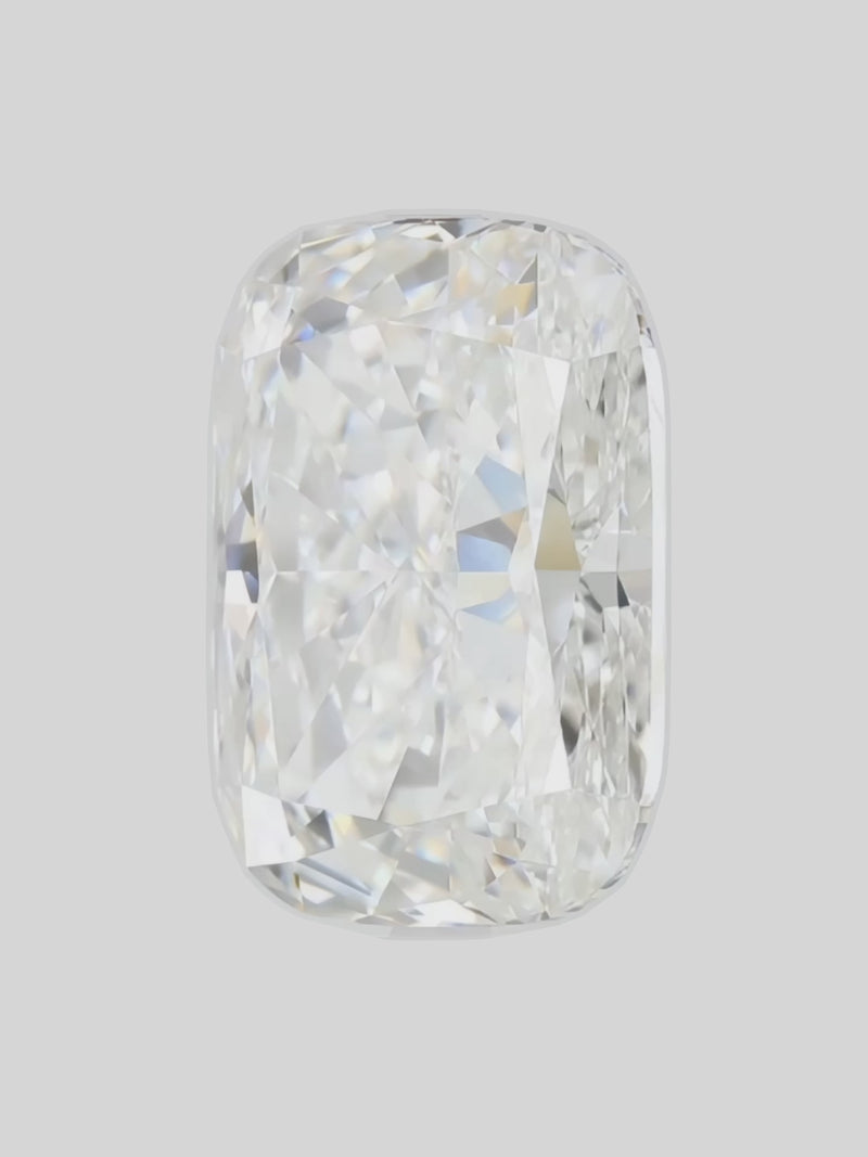Rotating video of a colorless cushion cut lab-grown diamond showing its sparkle — Bow Tie Lab Diamonds