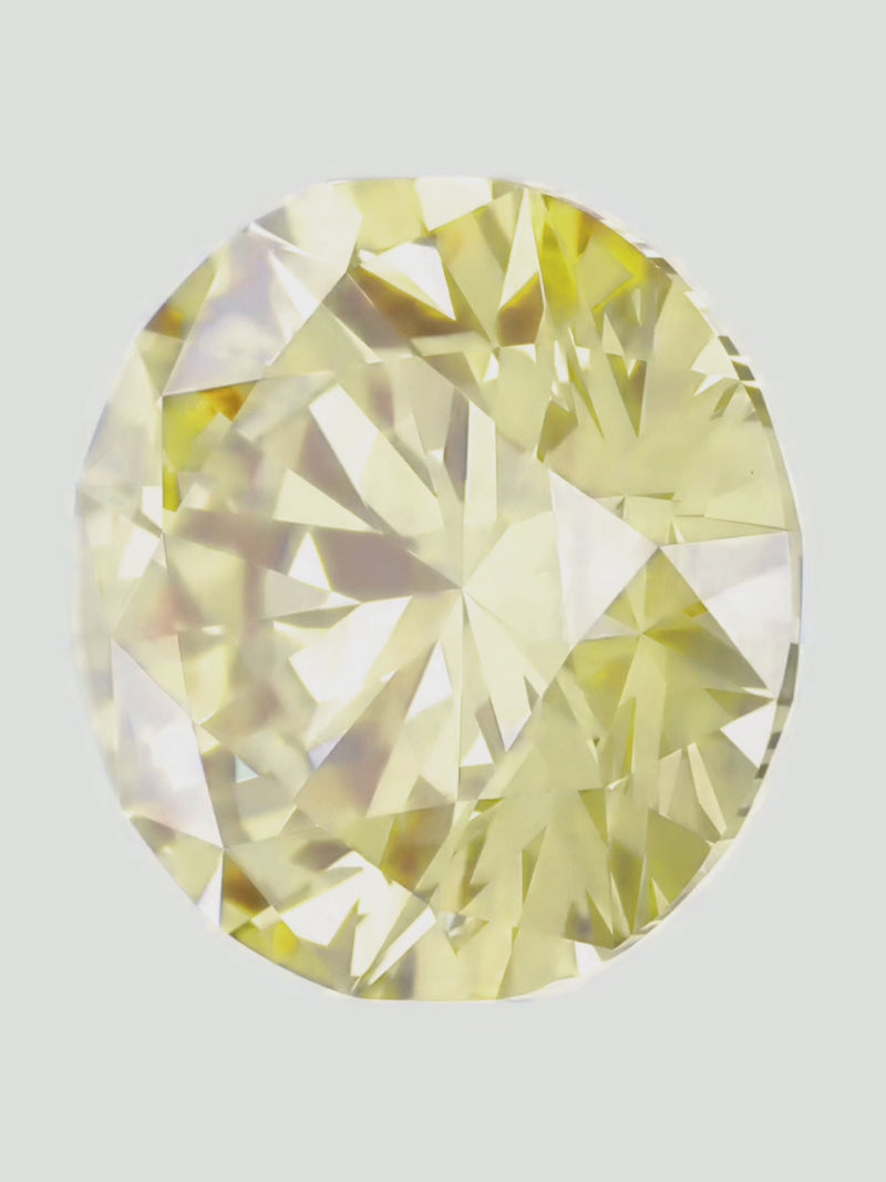 Rotating video of a fancy yellow round cut lab-grown diamond showing its sparkle — Bow Tie Lab Diamonds