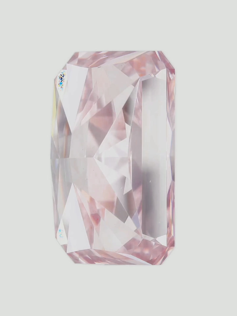 Rotating video of a fancy pink radiant cut lab-grown diamond showing its sparkle — Bow Tie Lab Diamonds
