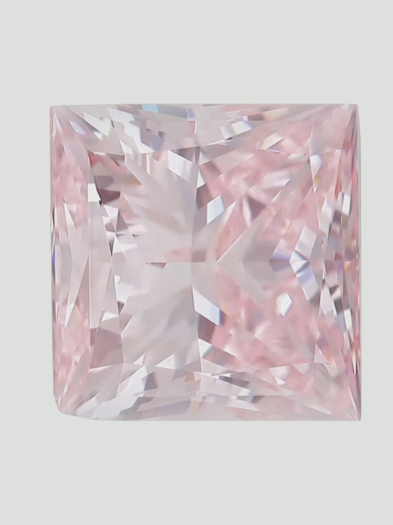 Rotating video of a fancy pink princess cut lab-grown diamond showing its sparkle — Bow Tie Lab Diamonds