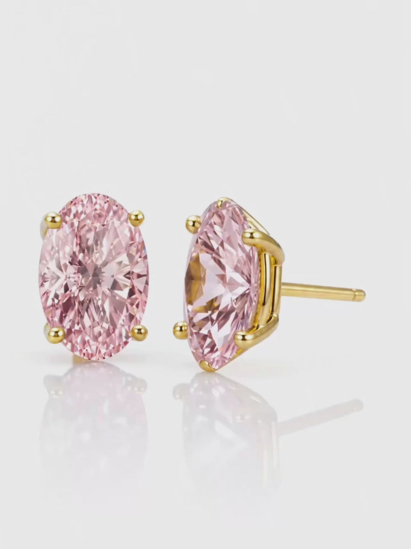 Video of the Fancy Pink Oval Cut Lab-Grown Diamond Stud Earrings, showing sparkle and movement — Bow Tie Lab Diamonds