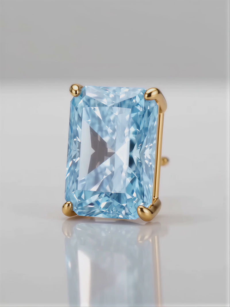 Video of the Fancy Blue Radiant Cut Lab-Grown Diamond Stud Earrings, showing sparkle and movement — Bow Tie Lab Diamonds