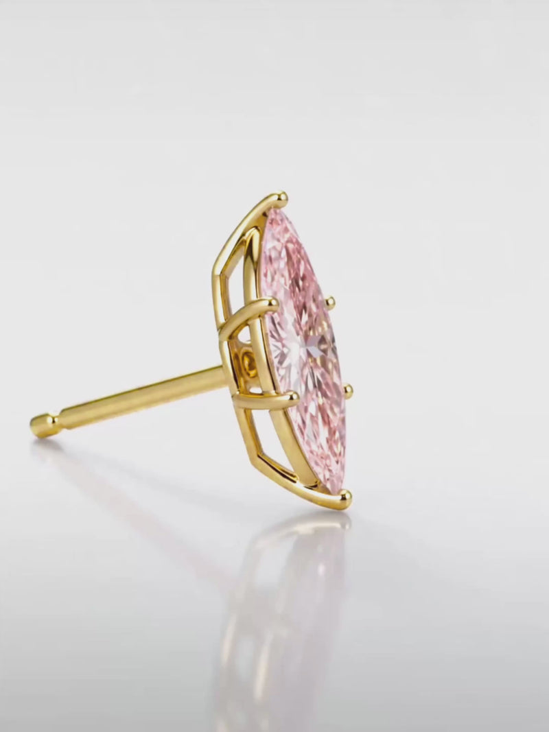 Video of the Fancy Pink Marquise Cut Lab-Grown Diamond Stud Earrings, showing sparkle and movement — Bow Tie Lab Diamonds