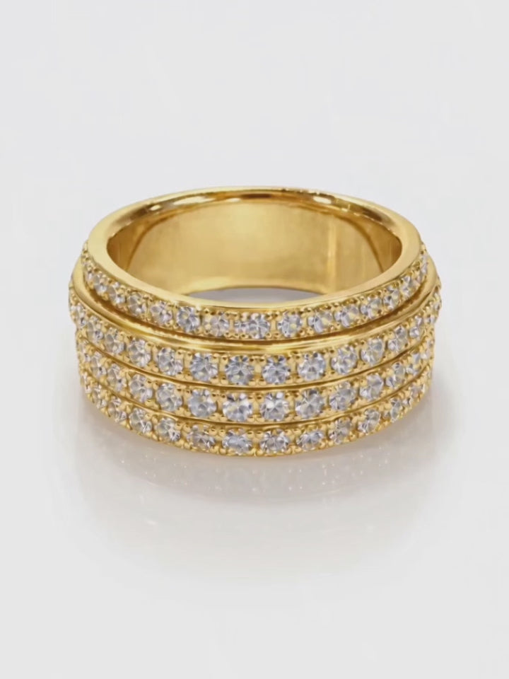 Video of the 3.00 ctw Eternity Pave Lab-Grown Diamond Multi Layered Band, showing sparkle and movement — Bow Tie Lab Diamonds