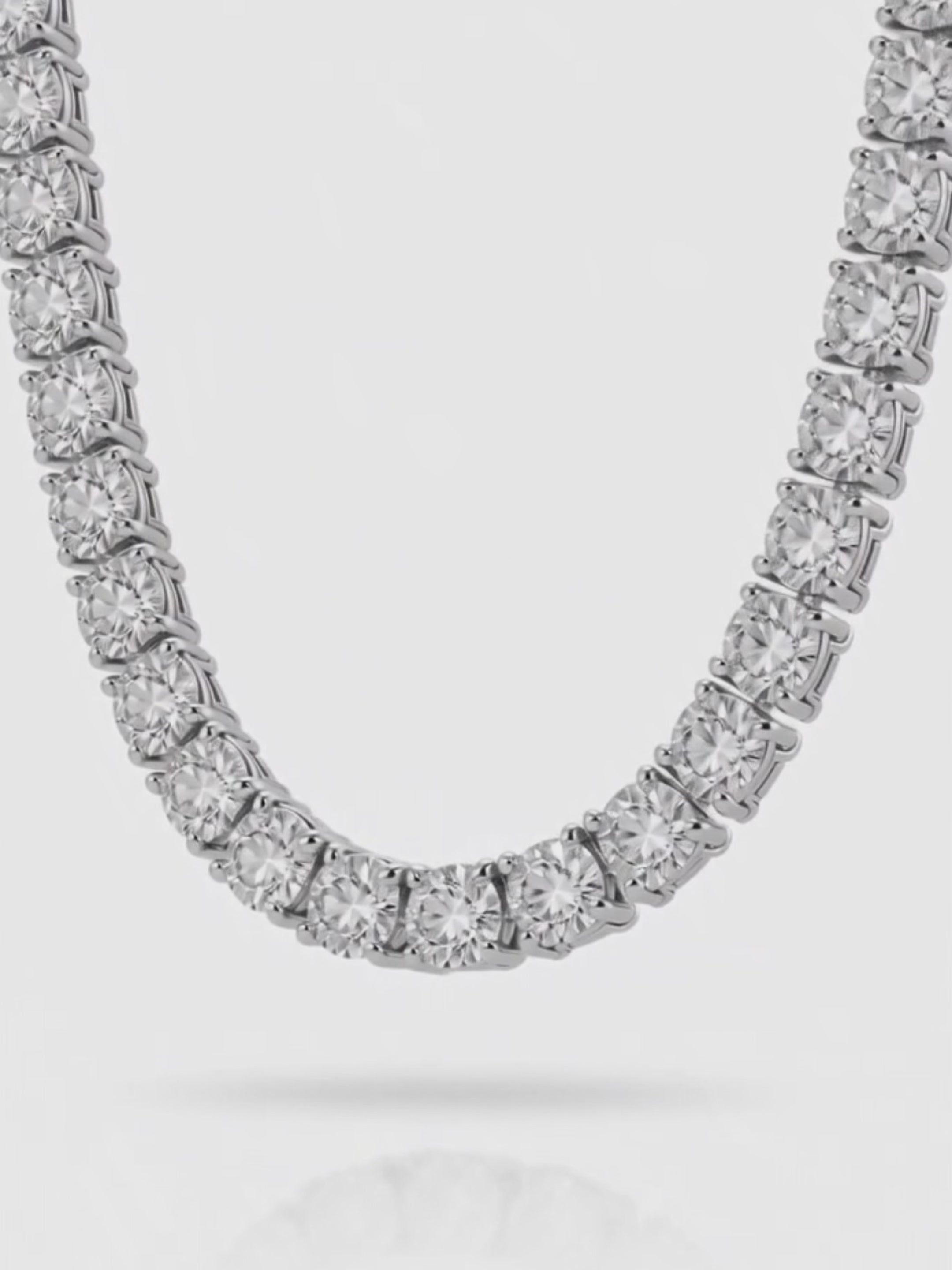 Load video: 5.2mm (48.50 ctw) Round 4-Prong Lab Grown Diamond Tennis Necklace