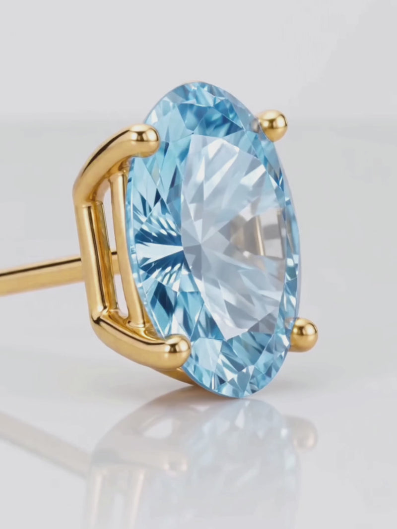Video of the Fancy Blue Oval Cut Lab-Grown Diamond Stud Earrings, showing sparkle and movement — Bow Tie Lab Diamonds