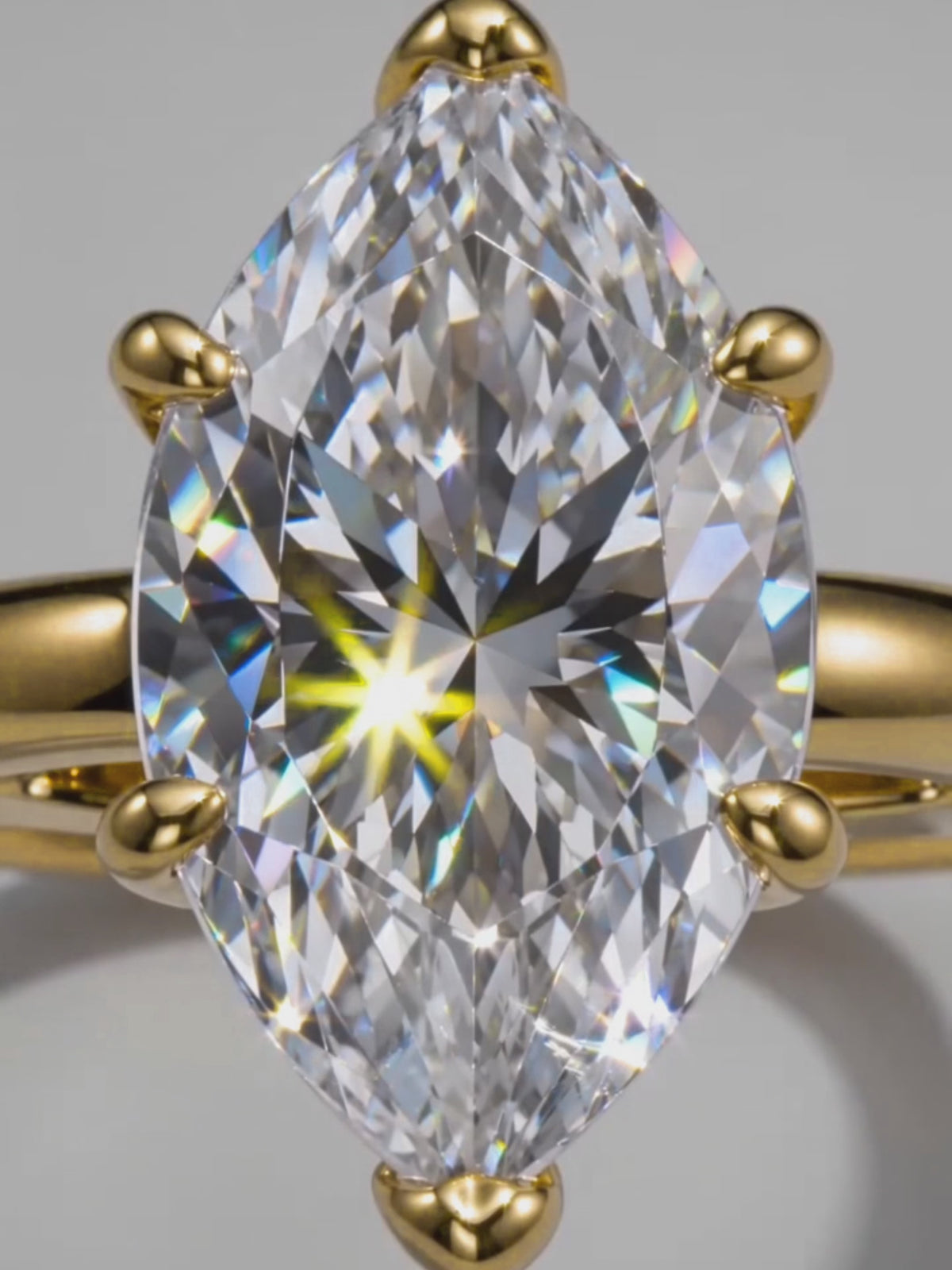 Load video: Video of the Marquise Cut Solitaire Lab-Grown Diamond Engagement Ring, showing sparkle and movement — Bow Tie Lab Diamonds