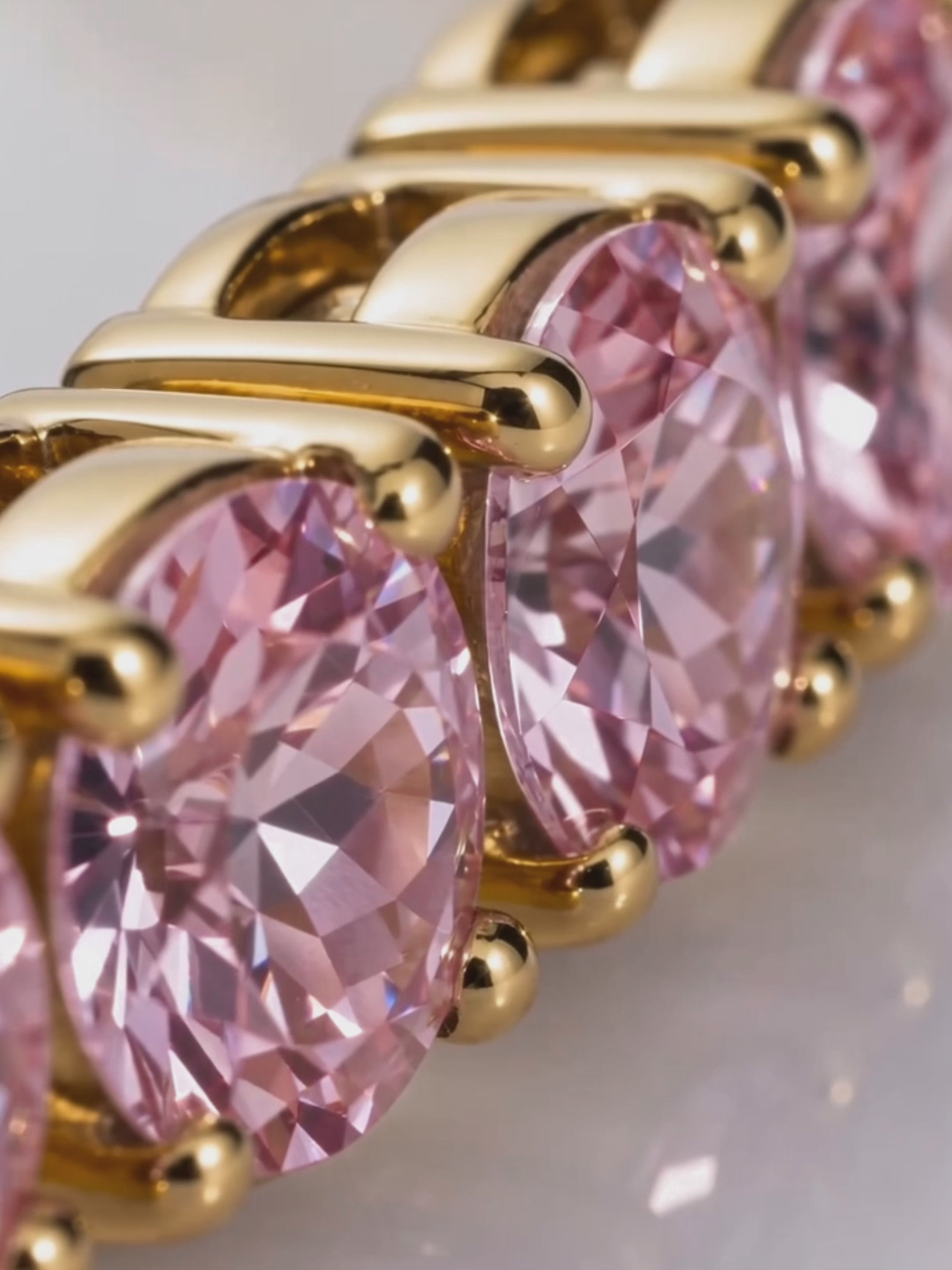 Load video: Fancy Pink 3mm (5.50 ctw) Round 4-Prong Lab Grown Diamond Tennis Bracelet