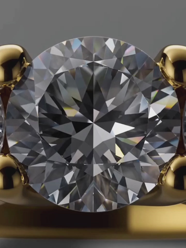 Load video: Video of the 1.65 ctw Round Three-Stone Lab-Grown Diamond Engagement Ring, showing sparkle and movement — Bow Tie Lab Diamonds