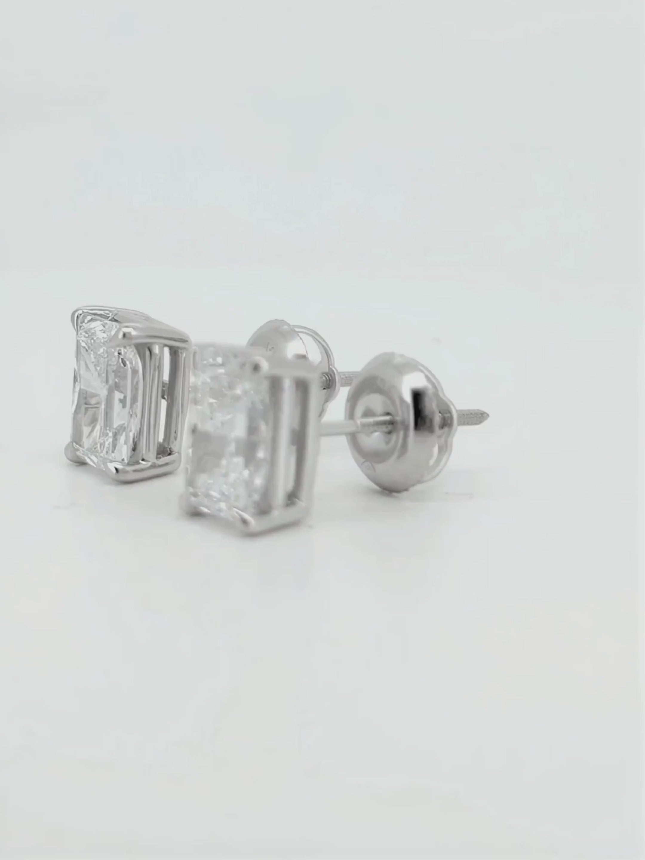 Load video: Radiant Cut Lab Grown Diamond Stud Earrings