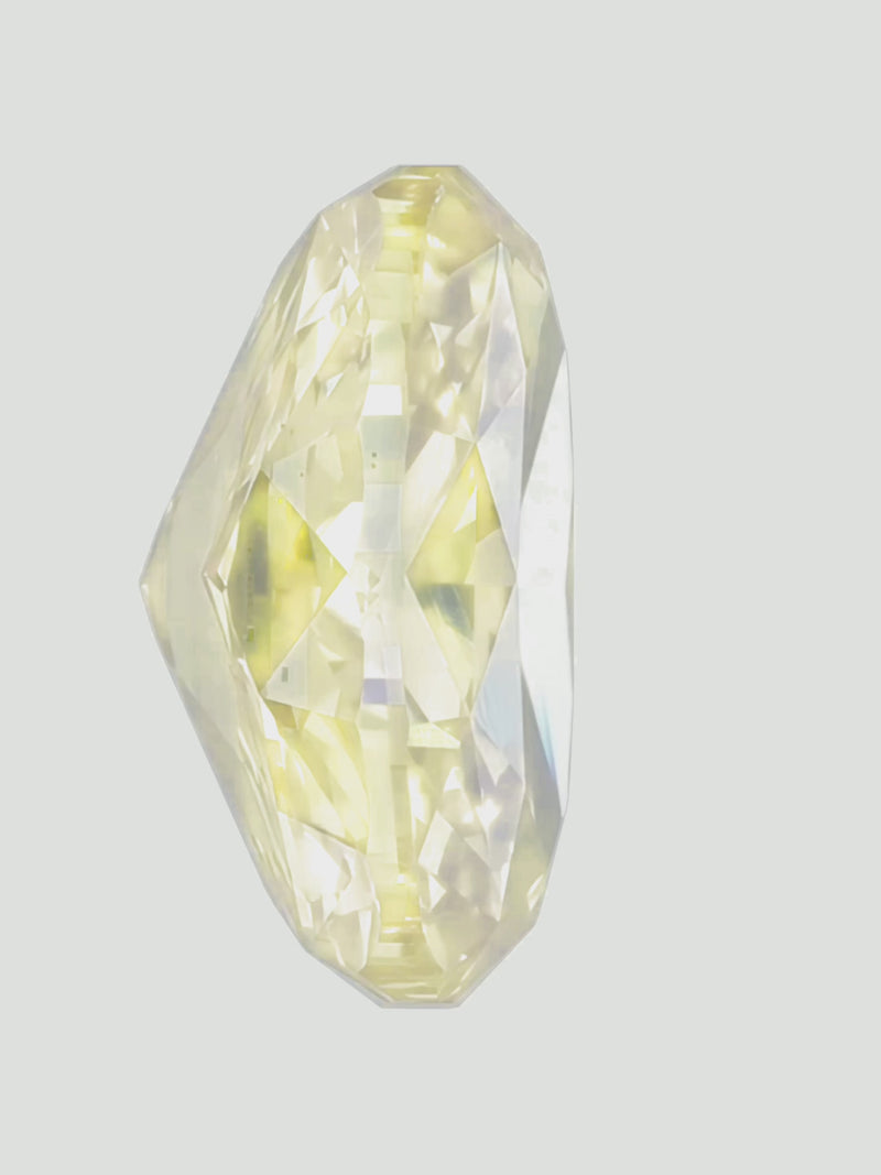 Rotating video of a fancy yellow oval cut lab-grown diamond showing its sparkle — Bow Tie Lab Diamonds