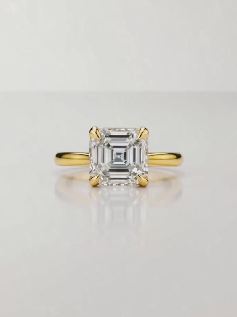 Video of the Asscher Cut Solitaire Lab-Grown Diamond Engagement Ring, showing sparkle and movement — Bow Tie Lab Diamonds