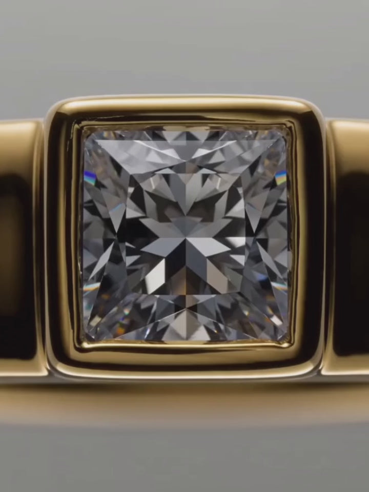 Load video: Video of the 0.15 ctw Princess Bezel Lab-Grown Diamond Band, showing sparkle and movement — Bow Tie Lab Diamonds