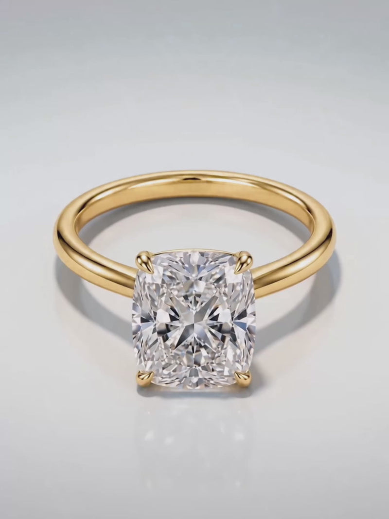 Video of the Cushion Cut Solitaire Lab-Grown Diamond Engagement Ring, showing sparkle and movement — Bow Tie Lab Diamonds