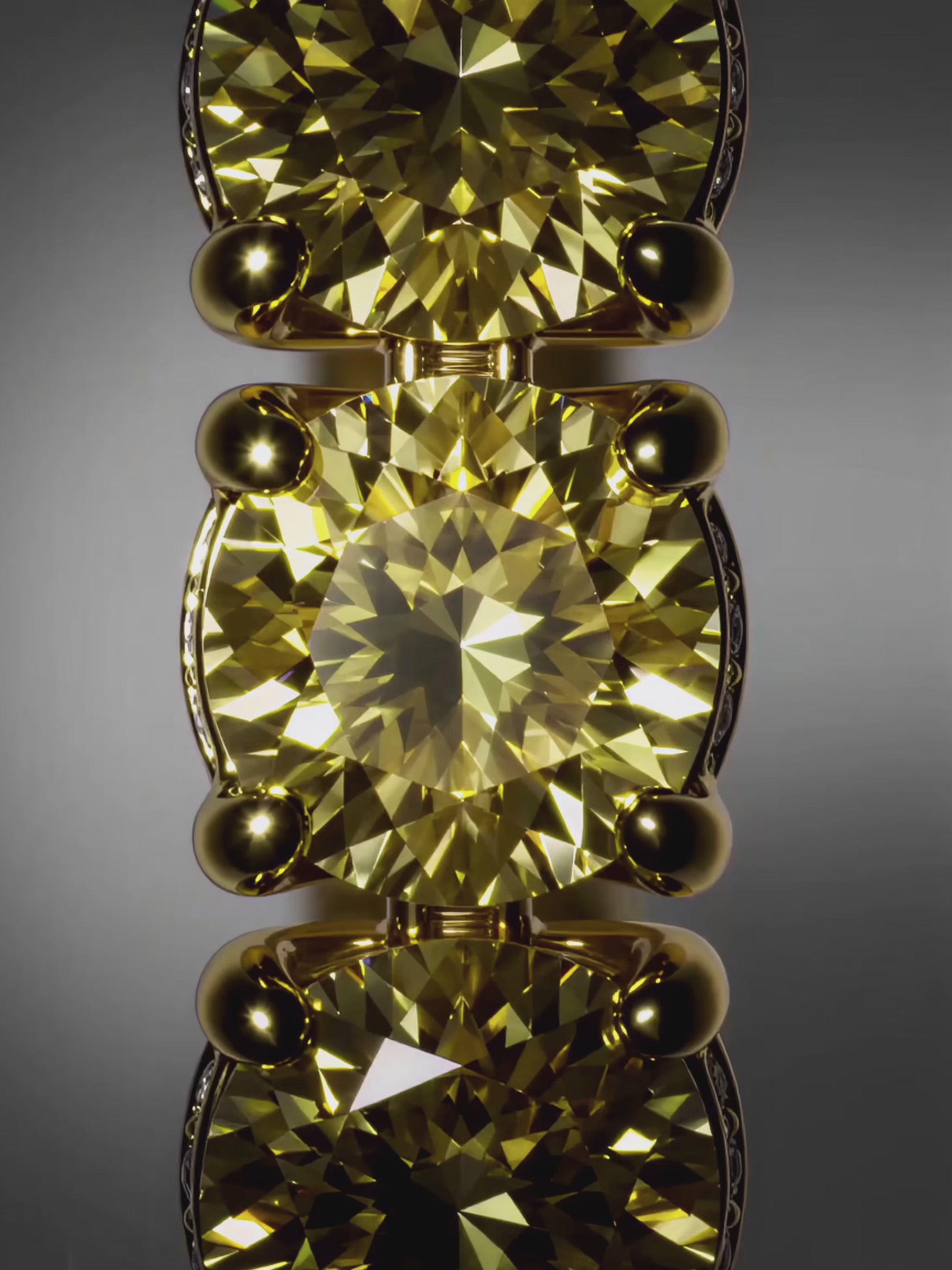 Load video: Fancy Yellow 5.2mm (48.50 ctw) Round 4-Prong Lab Grown Diamond Tennis Necklace