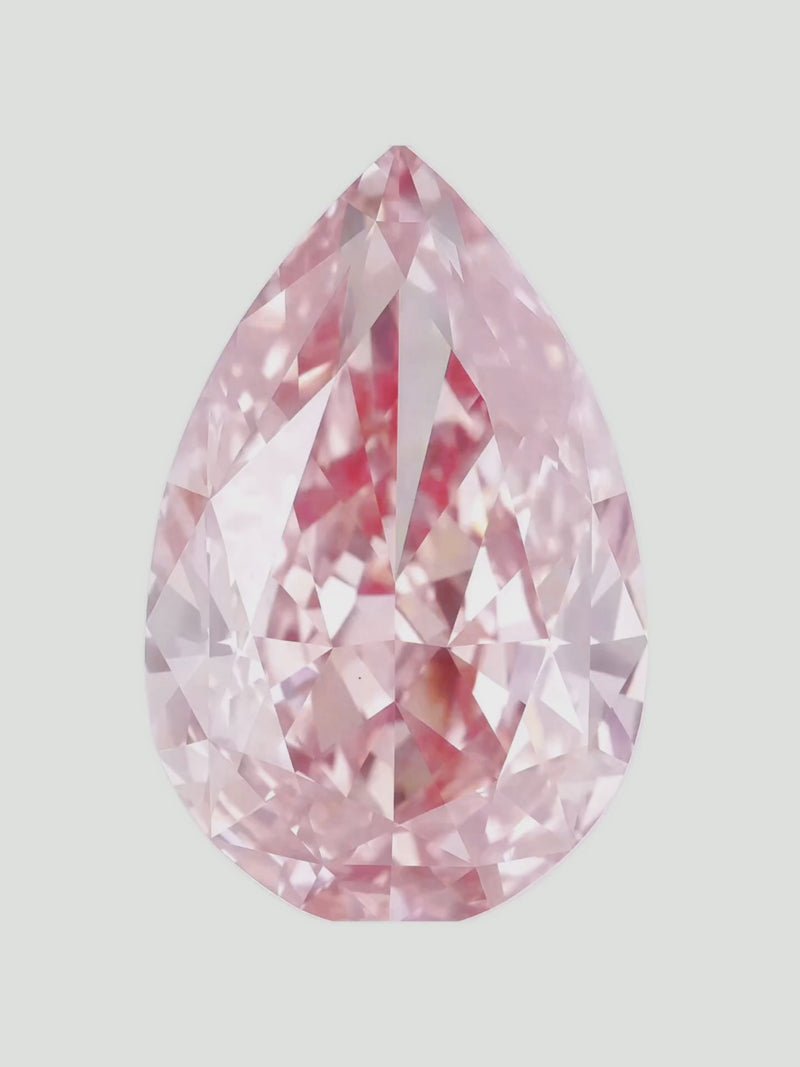 Rotating video of a fancy pink pear cut lab-grown diamond showing its sparkle — Bow Tie Lab Diamonds