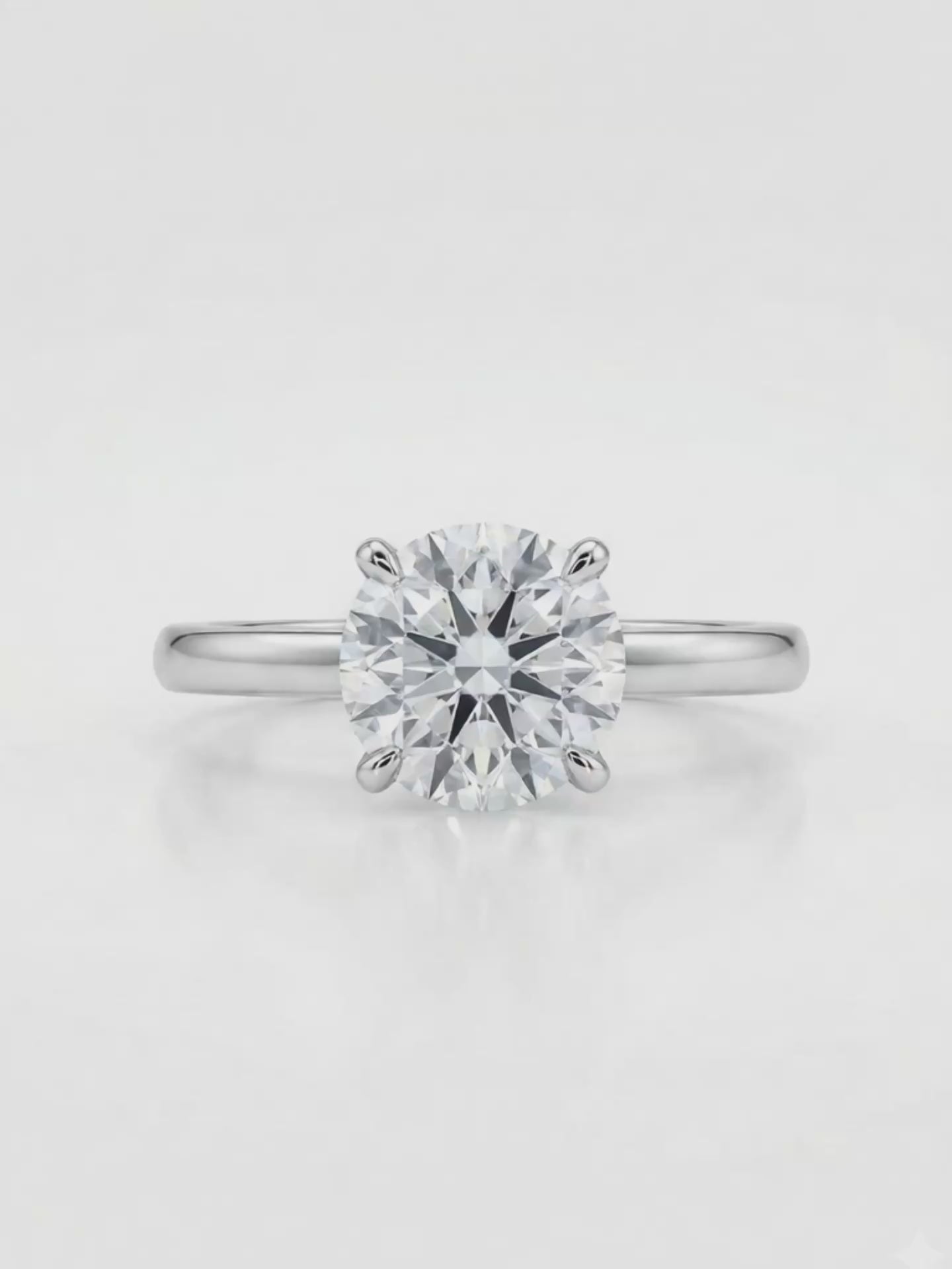 Load video: Round Cut 4-Prong Solitaire Lab Grown Diamond Engagement Ring