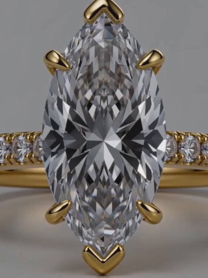 Video of the Marquise Cut Solitaire Hidden Halo Lab-Grown Diamond Engagement Ring, showing sparkle and movement — Bow Tie Lab Diamonds