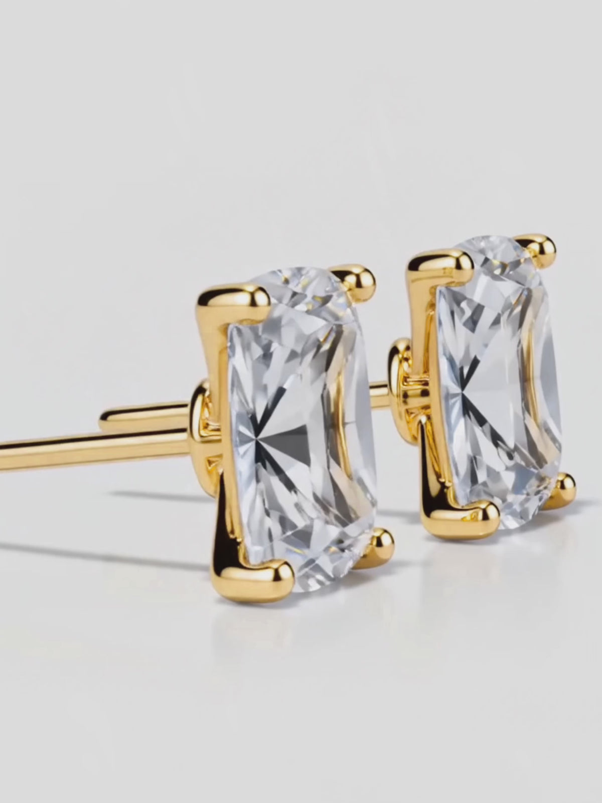 Load video: Video of the Cushion Cut Lab-Grown Diamond Stud Earrings, showing sparkle and movement — Bow Tie Lab Diamonds