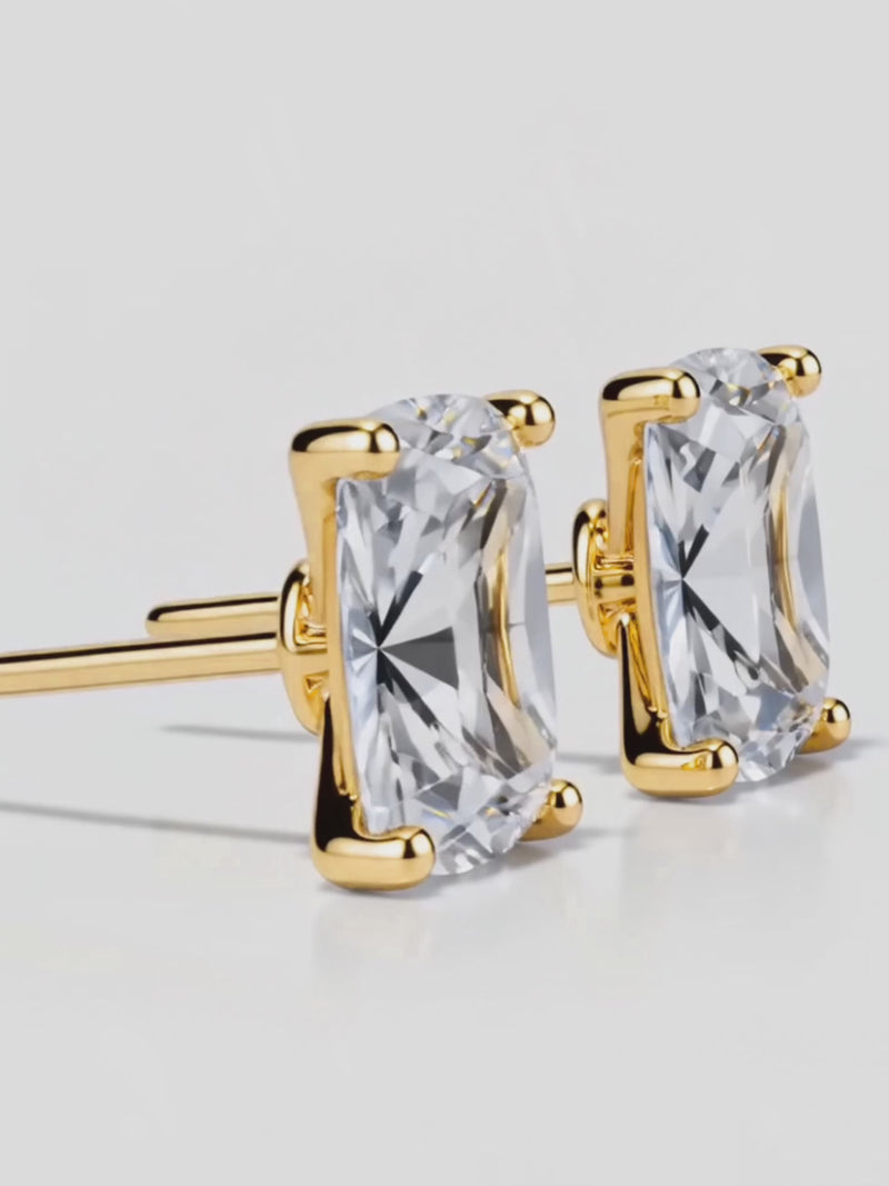 Video of the Cushion Cut Lab-Grown Diamond Stud Earrings, showing sparkle and movement — Bow Tie Lab Diamonds
