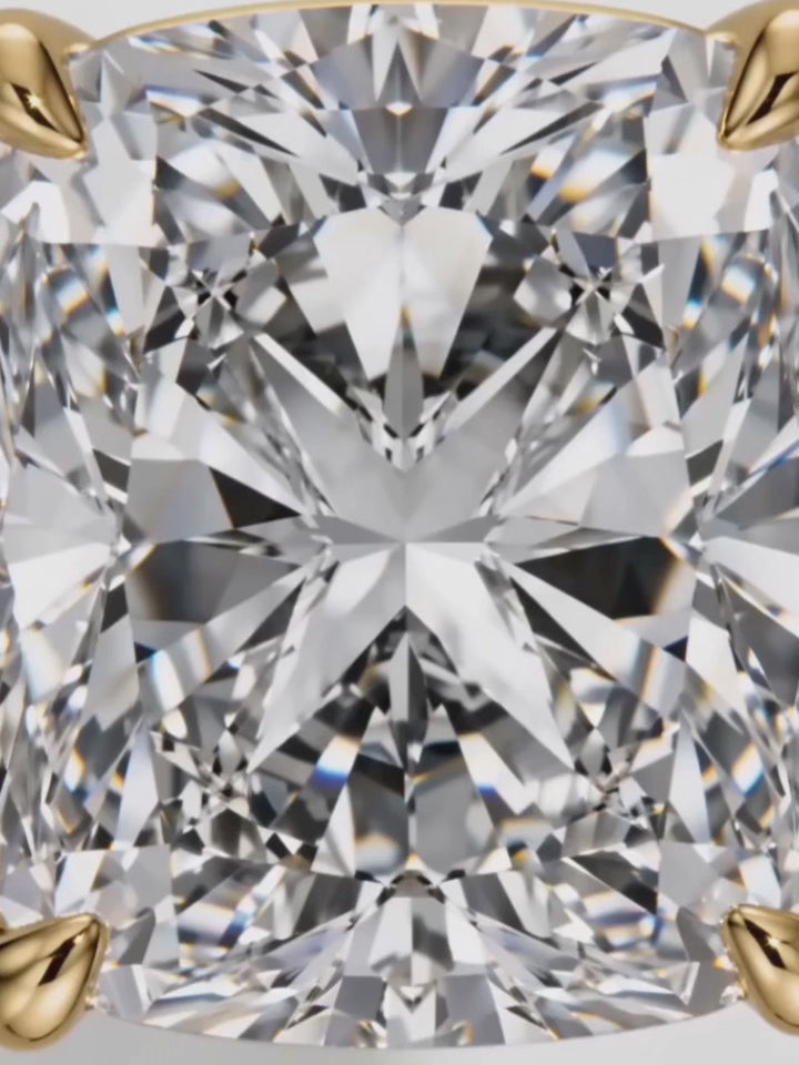 Load video: Video of the Cushion Cut Solitaire Hidden Halo Lab-Grown Diamond Engagement Ring, showing sparkle and movement — Bow Tie Lab Diamonds