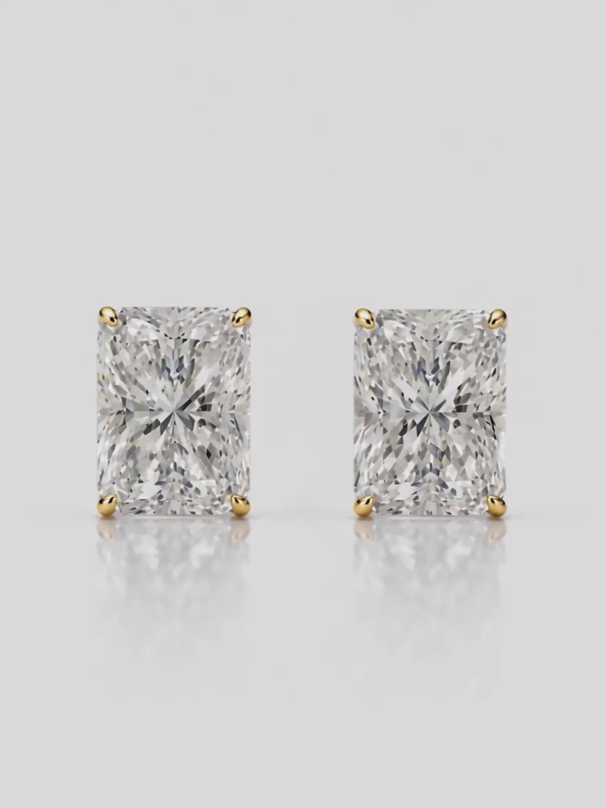 Load video: Video of the Radiant Cut Lab-Grown Diamond Stud Earrings, showing sparkle and movement — Bow Tie Lab Diamonds