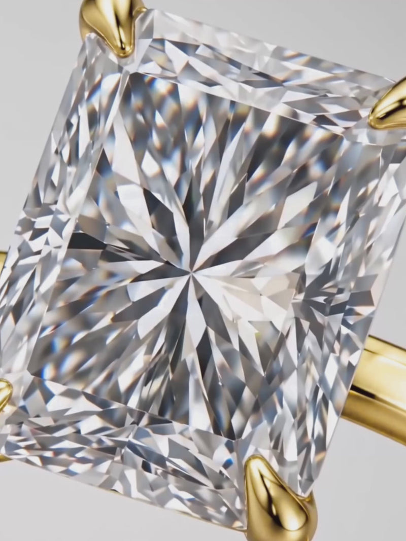 Video of the Radiant Cut Solitaire Lab-Grown Diamond Engagement Ring, showing sparkle and movement — Bow Tie Lab Diamonds