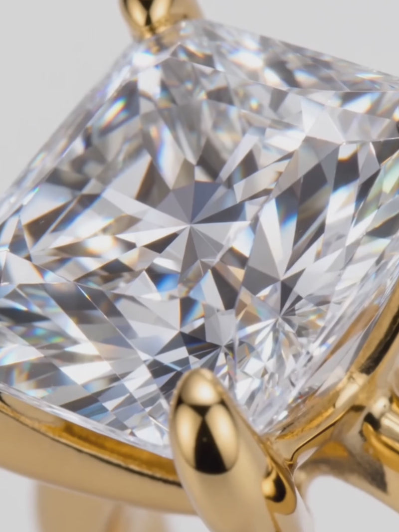 Video of the Princess Cut Solitaire Lab-Grown Diamond Engagement Ring, showing sparkle and movement — Bow Tie Lab Diamonds