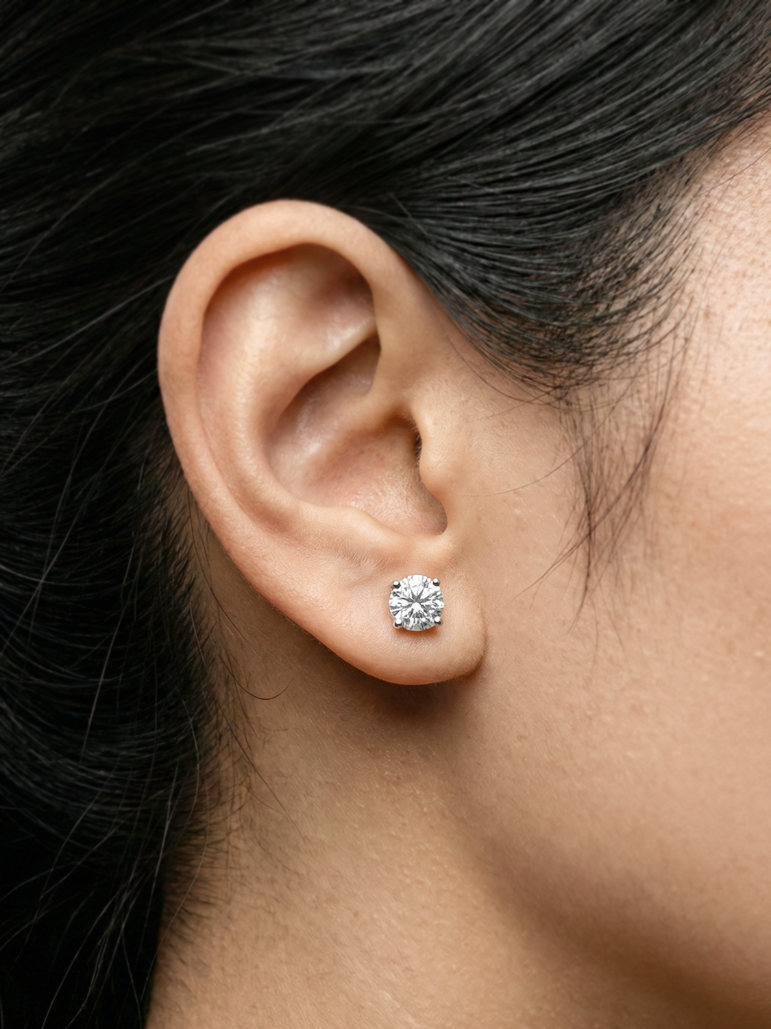 4 Prong Round Cut Lab Diamond Stud Earrings